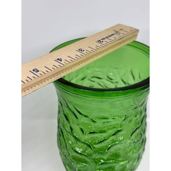 VTG MCM Emerald Green Crinkle Glass Vase | Heavy Textured 10" Tall Bark Design - Picture 6 of 6